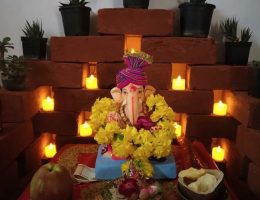 ganpati decorations with candles